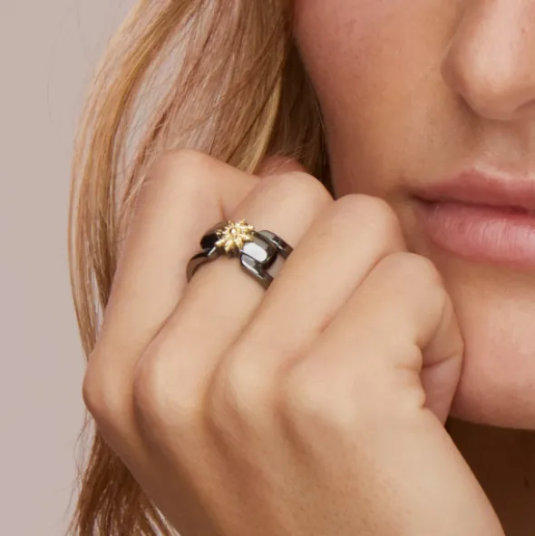 Anillo Bayona Rutenio y Eguzkilore Dorado