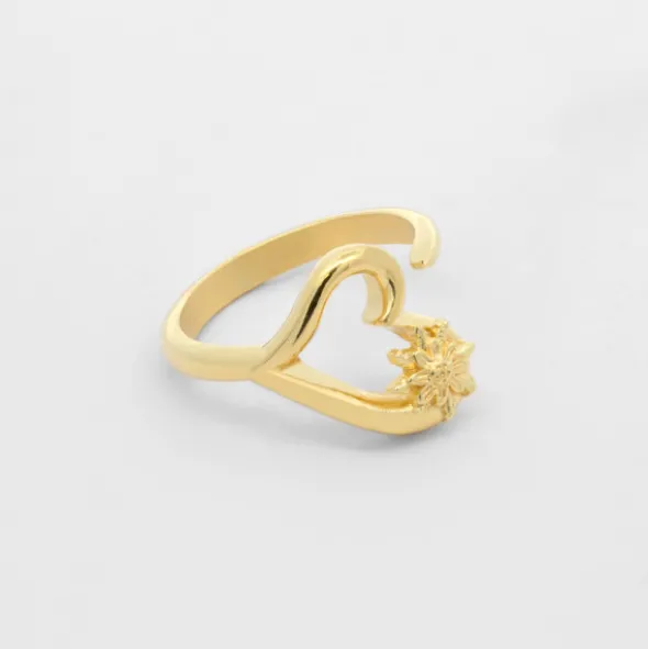 Anillo Bihotza de Plata Dorada