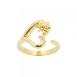 Anillo Bihotza de Plata Dorada