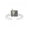 Anillo Cuadrado Flysch Plata y Lámina de Oro