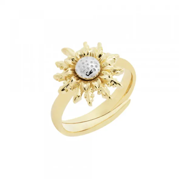Anillo Eguzkilore de Plata Dorada Bicolor