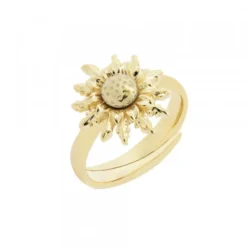 Anillo Eguzkilore Plata Dorada Ajustable