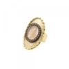 Anillo Ovalado de Plata Dorada con Piedra y Circonitas