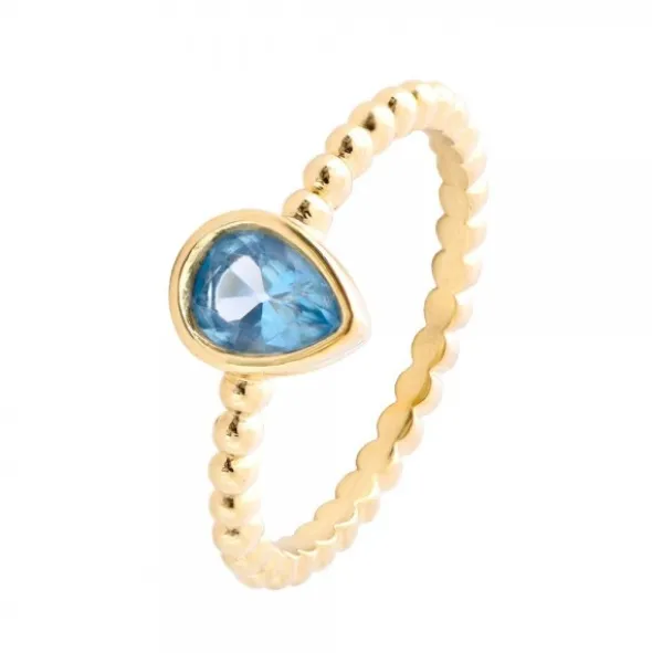 Anillo Trendy Plata Dorada y Zafiro
