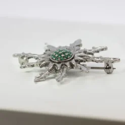 Broche Eguzkilore Plata con Circonitas Verdes 38mm
