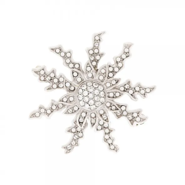 Broche Eguzkilore Plata y Cristales Blancos