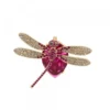 Broche Libélula Plata Dorada y Cristal Burdeos