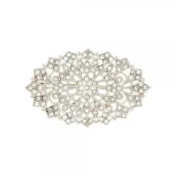Broche Oval Plata y Cristales Blancos