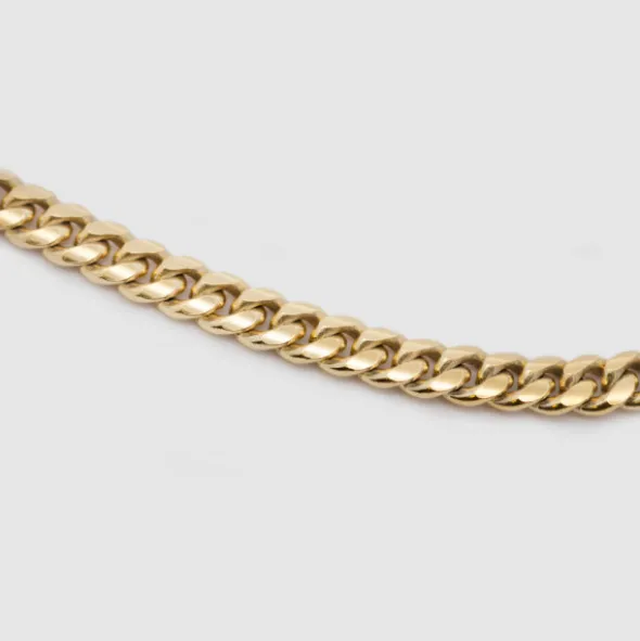 Cadena Cubana de Plata Dorada 5mm