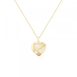 Colgante Ama Corazón Plata Dorada y Nácar