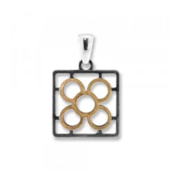 Colgante Baldosa Silueta de Plata con Lámina de Oro