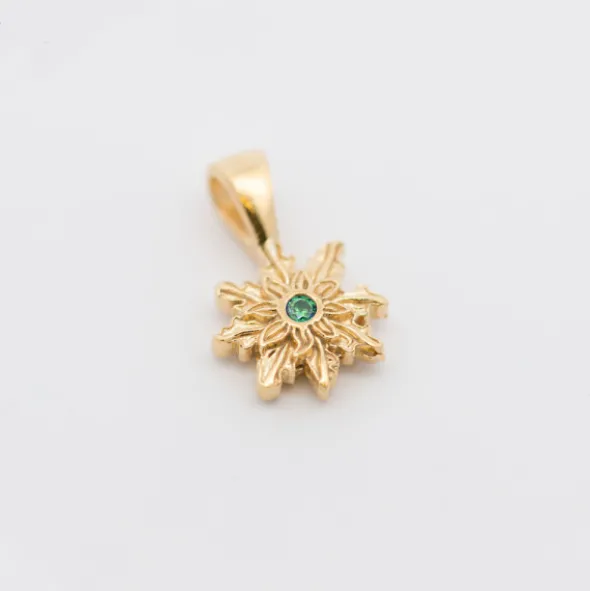 Colgante Basic Colors Plata Dorada y Circonita Verde 10mm