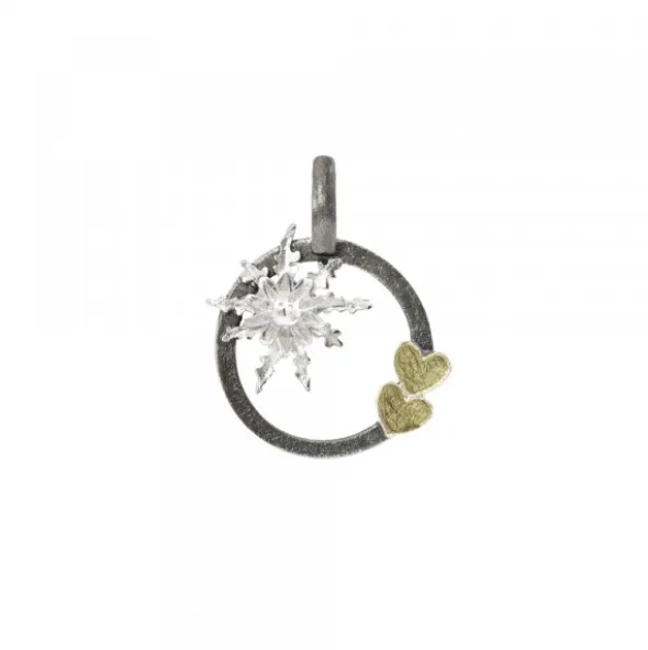 Colgante Bihotzak Plata y Lámina Oro con Cable