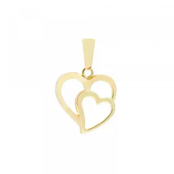 Colgante Doble Corazón Calado Oro