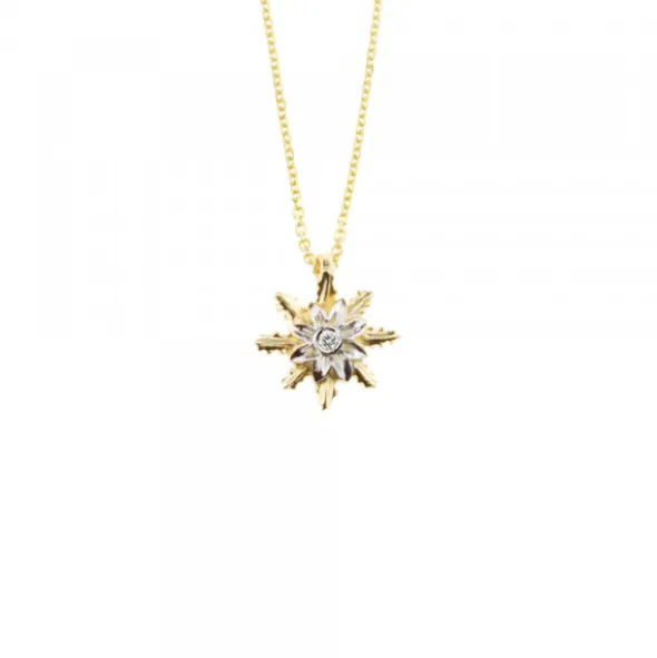 Colgante Eguzkilore Oro Bicolor y Brillante 9,5mm