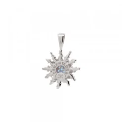 Colgante Eguzkilore Oro Blanco y Zafiros 14mm