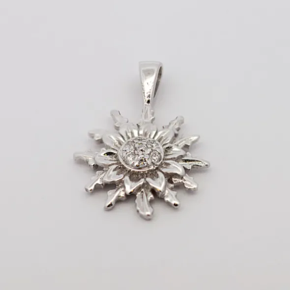 Colgante Eguzkilore Oro Blanco y Diamantes 14mm
