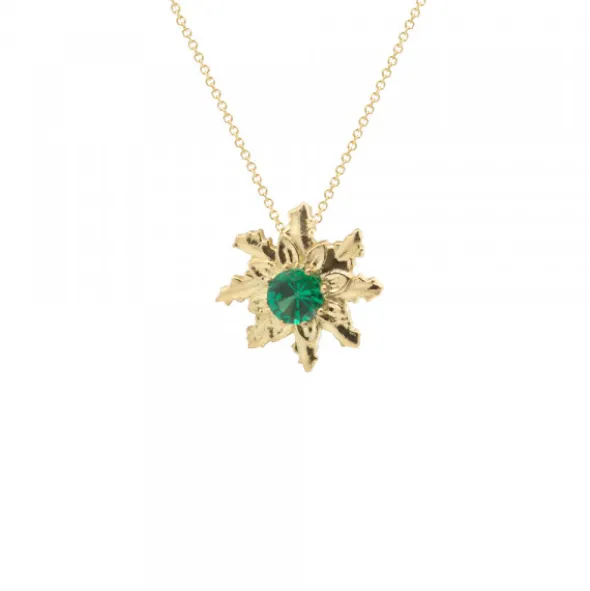 Colgante Eguzkilore Oro con Esmeralda