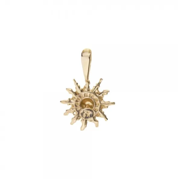 Colgante Eguzkilore Plata Dorada y Perla 14mm
