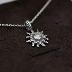 Colgante Eguzkilore Plata Envejecida 14mm
