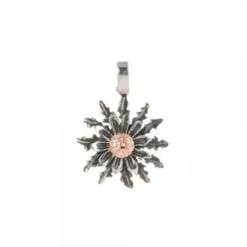 Colgante Eguzkilore Plata Envejecida y Rosa 21mm