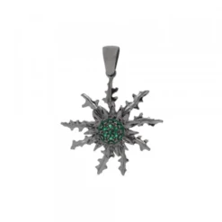 Colgante Eguzkilore Plata Negra y Circonitas Verdes 29mm