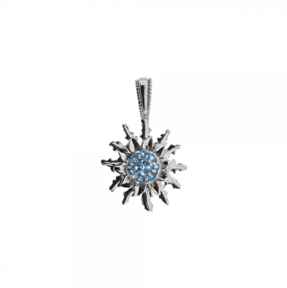Colgante Eguzkilore Plata y Circonitas Azules 14mm