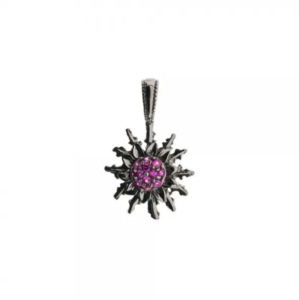 Colgante Eguzkilore Rutenio y Circonitas Fucsias 14mm