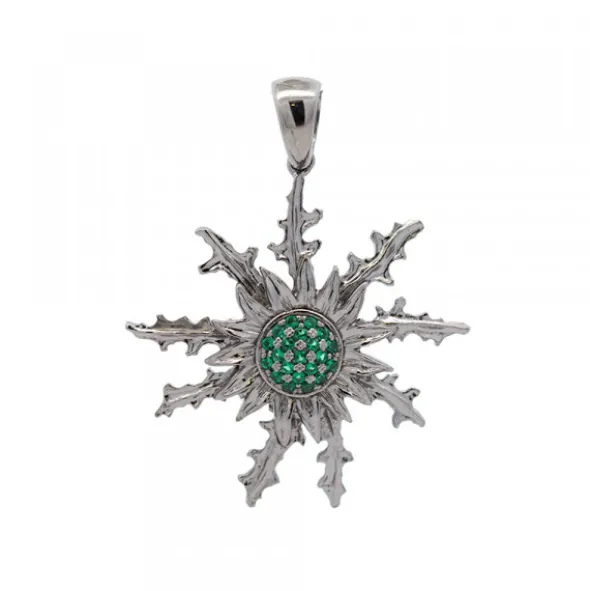 Colgante Eguzkilore Rutenio y Circonitas Verdes 37mm