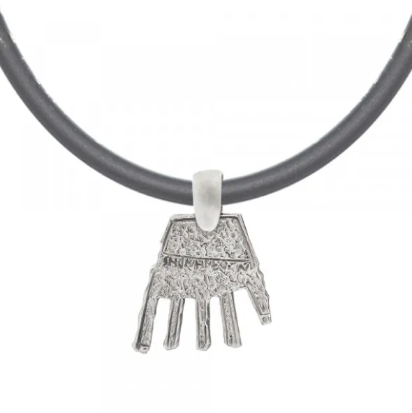 Colgante Mano de Irulegi Plata 20mm y Caucho