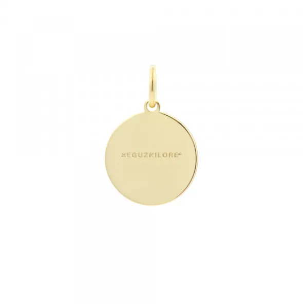 Colgante Medalla Eguzkilore Plata Dorada 13mm