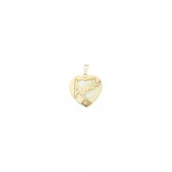 Colgante Mini Ama Corazón Plata Dorada y Nácar