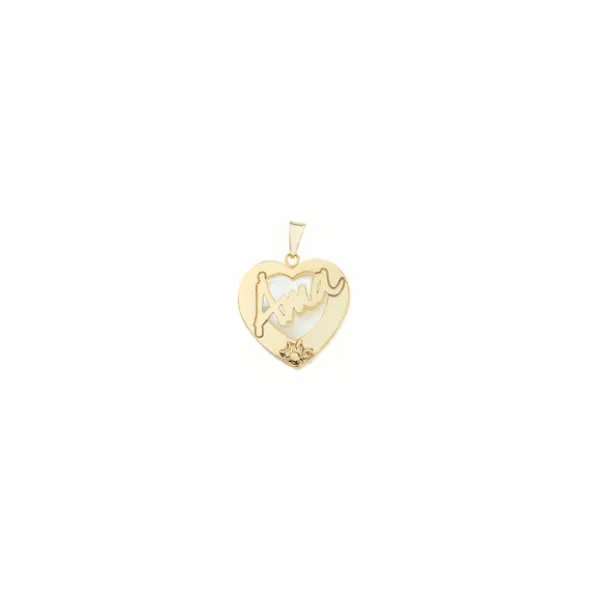 Colgante Mini Ama Corazón Plata Dorada y Nácar
