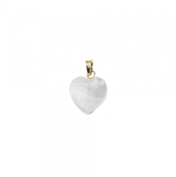 Colgante Mini Ama Corazón Plata Dorada y Nácar