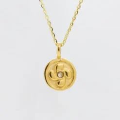 Colgante Mini Lauburu Dorado y Circonita 11mm