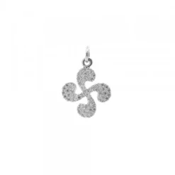 Colgante Mini Lauburu Oro Blanco y Brillantes 10mm