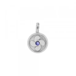 Colgante Mini Lauburu Plata y Circonita Azul