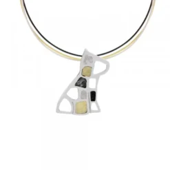 Colgante Puppy Plata y Lámina de Oro y Cable Tricolor