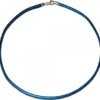 Cordón Cuero Azul Metalizado