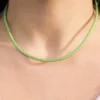 Cordón de Cuero Verde Metalizado