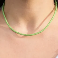 Cordón de Cuero Verde Metalizado