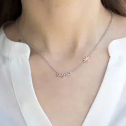 Gargantilla Ama Plata y Eguzkilore Rosa