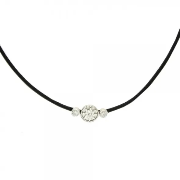 Gargantilla Anuk Cuero Negro y Plata