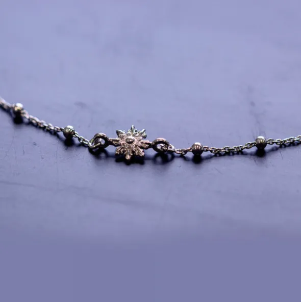 Gargantilla Eguzkilore de Plata con Cadena de Bolitas