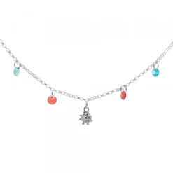 Gargantilla Eguzkilore de Plata con Cristales Multicolor