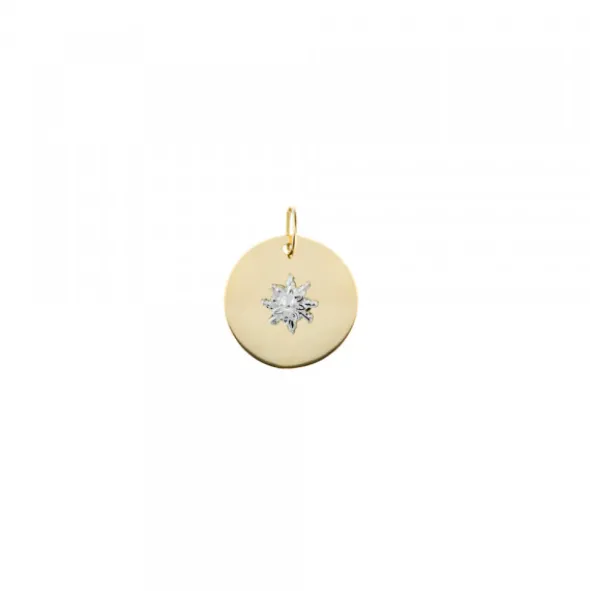 Medalla Oro y Eguzkilore Central Oro Blanco 12mm