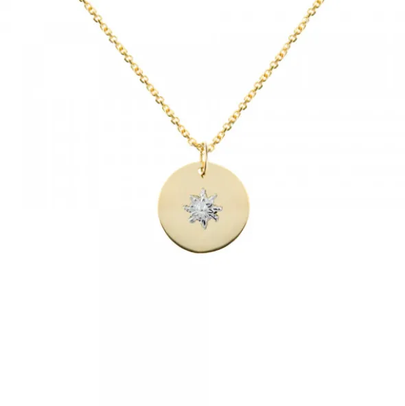Medalla Oro y Eguzkilore Central Oro Blanco 12mm