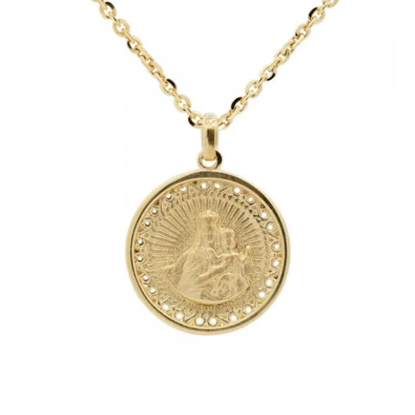 Medalla Virgen del Carmen de Plata Dorada Personalizable