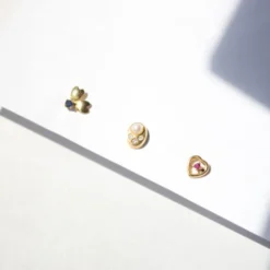 Mini Trepador Corazón Oro y Circonita Rosa
