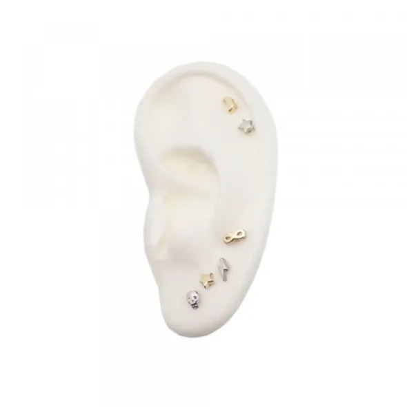 Pack Piercings Estrella 4 Puntas Plata 4 Uds